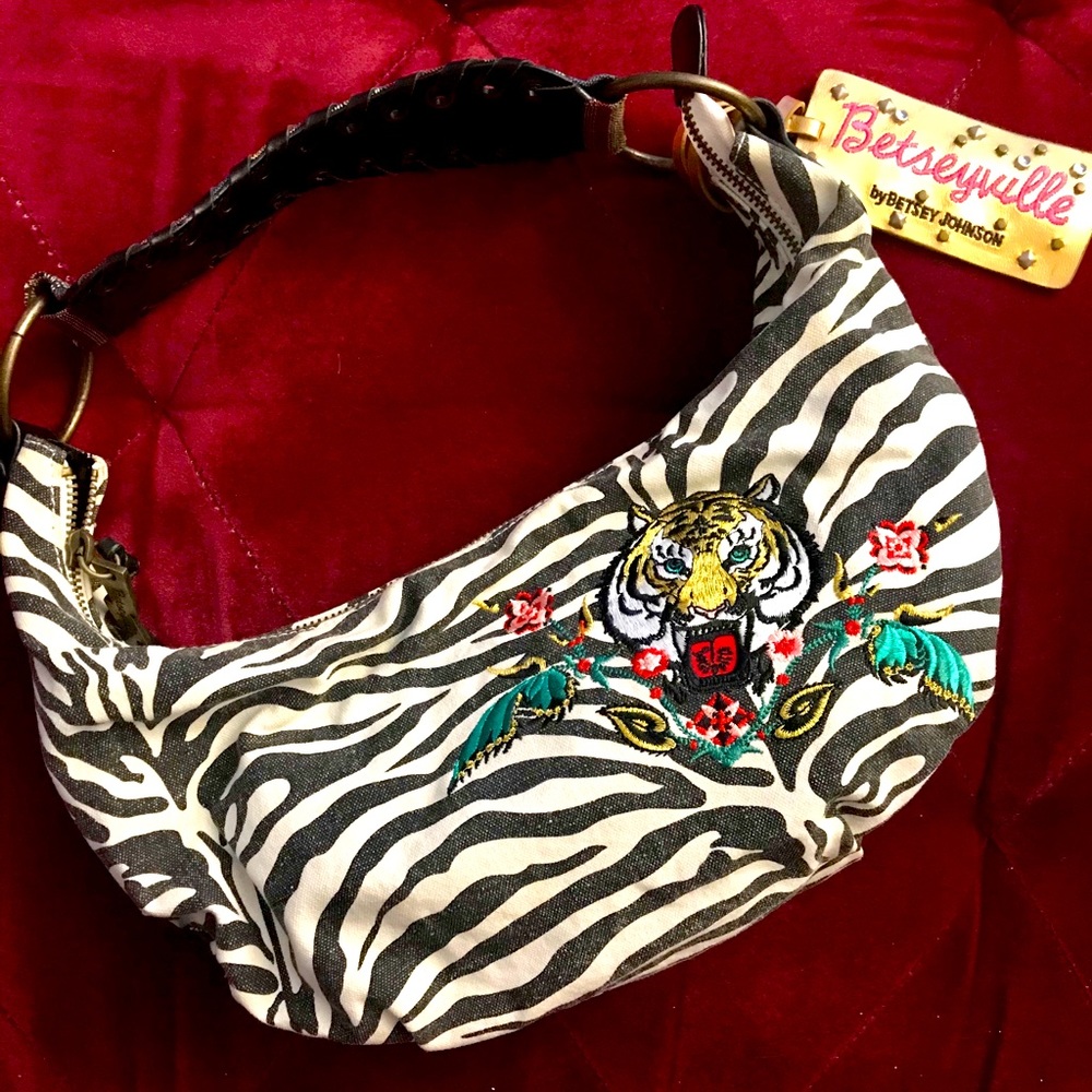 Betseyville Zebra Print & Gold Tiger Hobo Bag